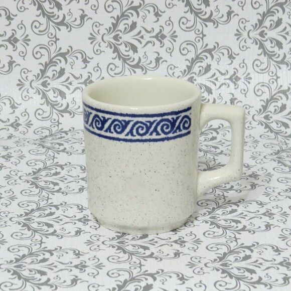 Buffalo China Pottery Restaurant Ware Blue Band Geometric Speckled BUF 83 - Picture 1 of 5